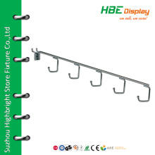 Pegboard waterfall hook hold for 6 tennis racquets